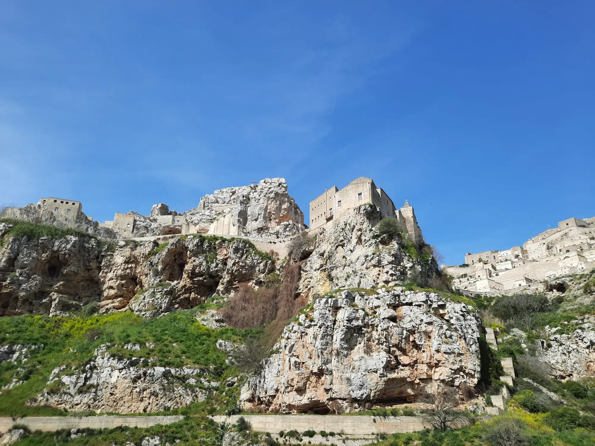 Panoramic view of the Sassi of Matera from Murgia Materana Park